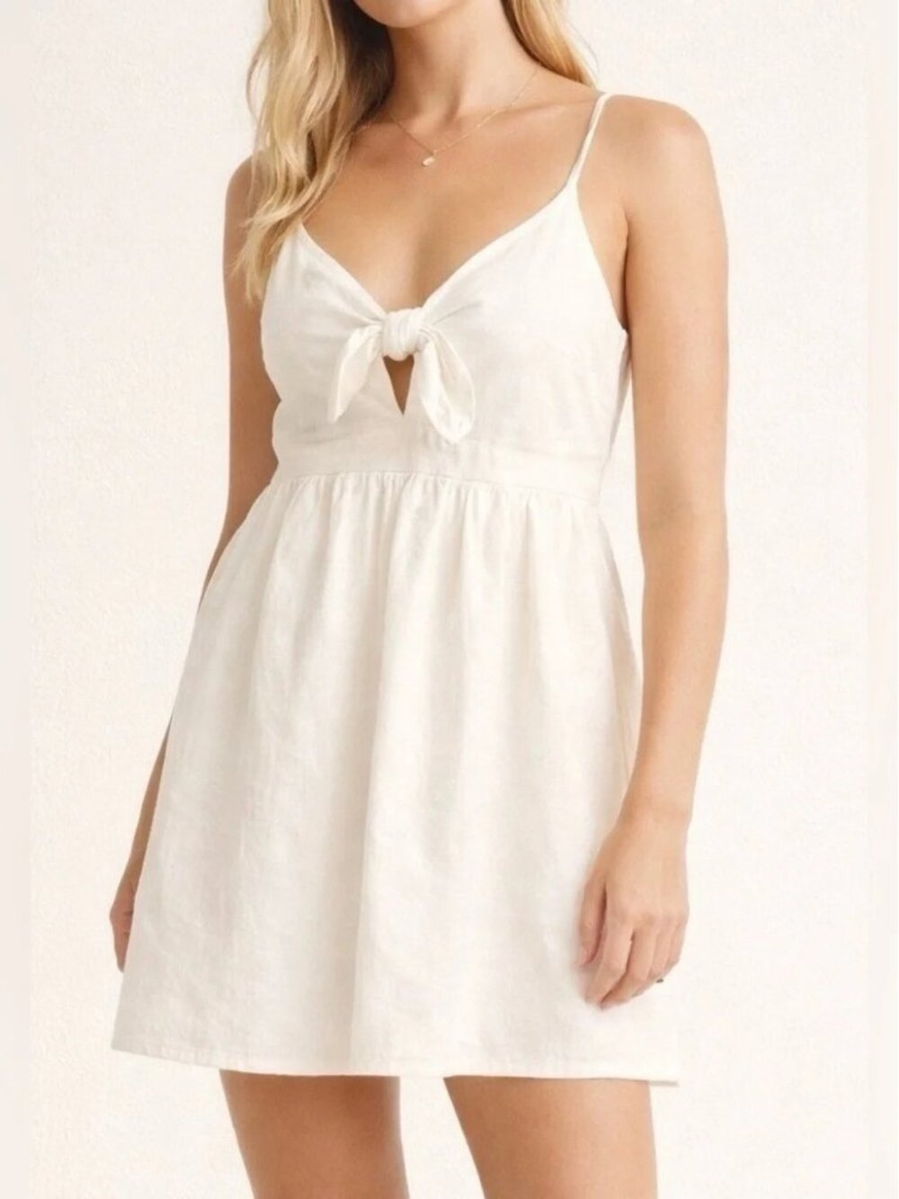 Old Navy White Tie-Front Linen Mini Dress